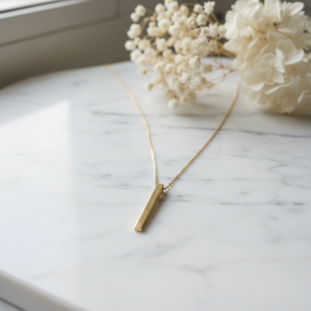 Radiance drop necklace on white marble surface
